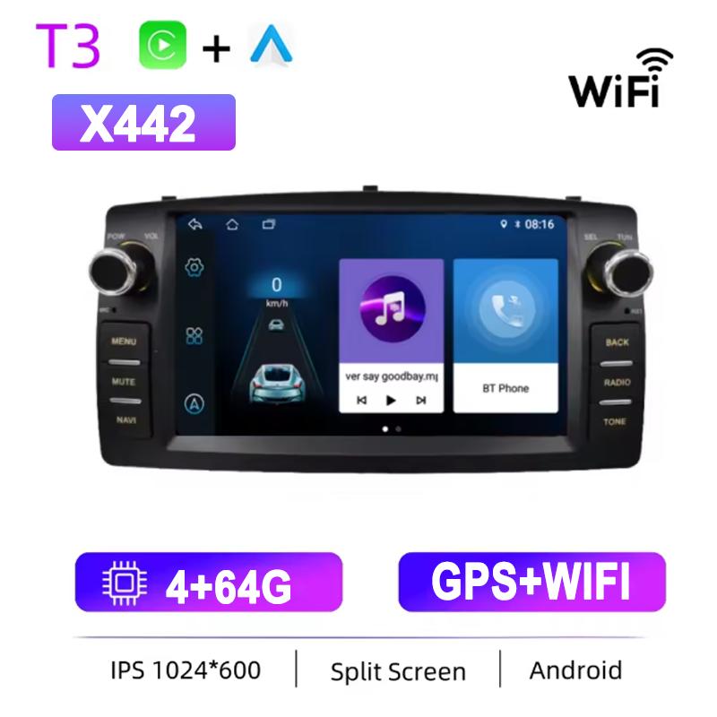 Car Radio Android13 For Toyota Corolla E120 2003-2013 BYD F3 Carplay Multimedia 7'' Player 2Din Autoaudio BT WIFI Navigation GPS