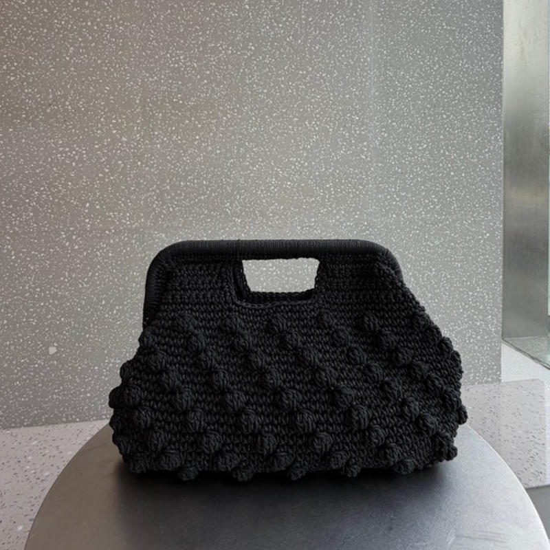 

Hand-woven Clutch Bag Fashi Versatile Clip Bag Summer Beach Travel Vacati Bag Elegant Evening Purse Women s Handbag чёрный