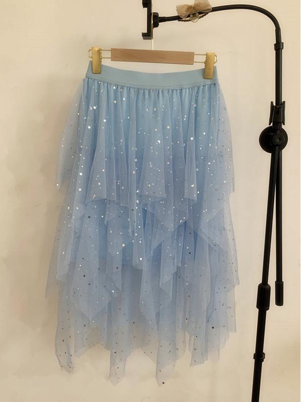 Falda de Malla Irregular de Hadas de Cintura Alta de Moda 2023 - Estilo Coreano de Primavera