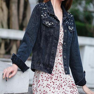 Denim Coat for Women Chubby MM Oversized Women Studded Diamond Coat for Women Light Blue Jacket for Female Students Loose Fitting Coat