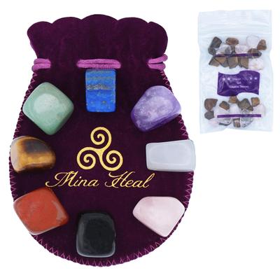 Set of 8 Chakra Natural Healing Crystals with Tumbled Polished for Worry Spa and Massage Stones, Finish, Grounding, Balancing, Healing, Meditation,
