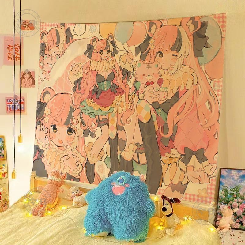 

VIKAMA Kawai Animation Tapestry Girl Bedroom Room Decoration Living Room Dormitory Wall Hanging Cloth 74x94cm(29x37in)