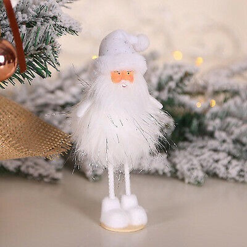 Party Decoration Christmas New Silver Silk Plush Standing Doll Window Snowman Decoration Gift
