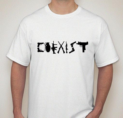 

Coexist T shirt Tee Gun rights 2nd AMENDMENT Pistols Gun Rights 2A L