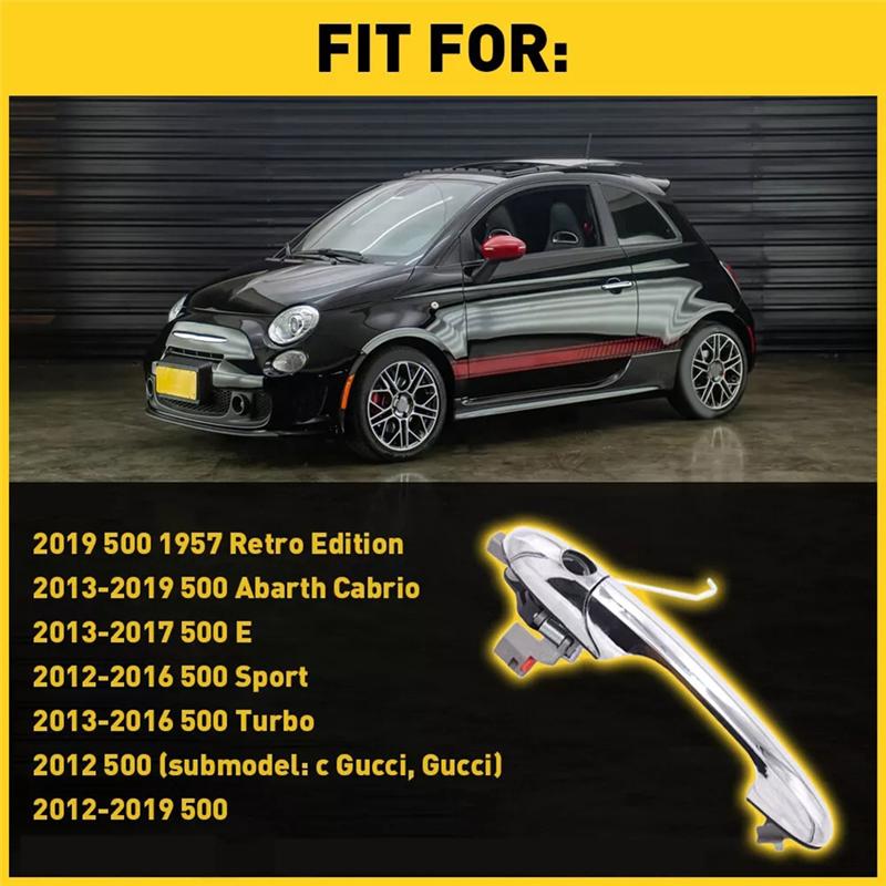 A03Z-Chrome Driver's Left Front Door Outer Handle For Fiat 500 735485875, 735451697,68069943AB Exterior Door Handle