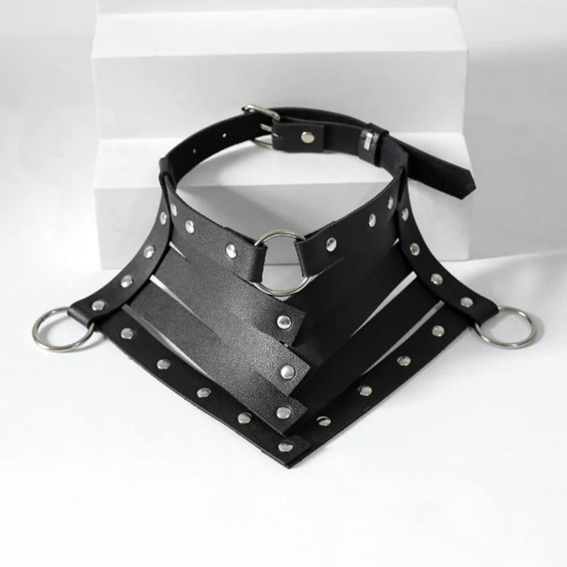 Gothic Faux Leather Choker Punk Rivet Collar With O Ring Adjustable Harness Neckpiece For Women Party Daily Wear And Gift