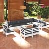 Day and Night - Day and Night Garden Furniture 11 Pieces and Cushions White Solid Pine Wood