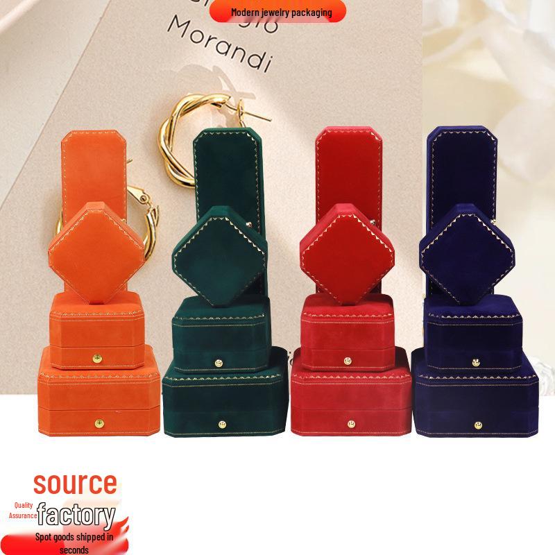 Velvet Octagonal Jewelry Box for Rings, Necklaces, Bangles, and Bracelets