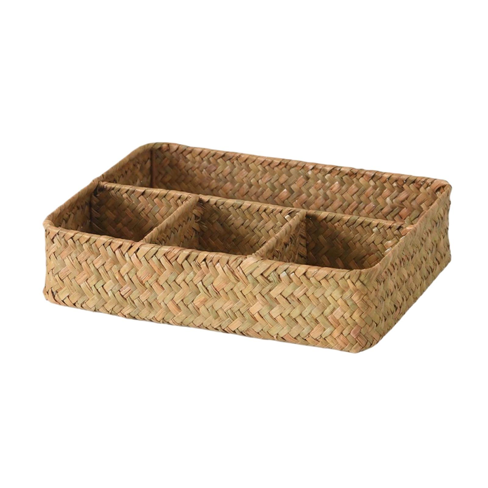 Covered Storage Box Desktop Miscellaneous Storage Basket Woven Rattan Cosmetics Snacks Storage Basket One Size 1180₽