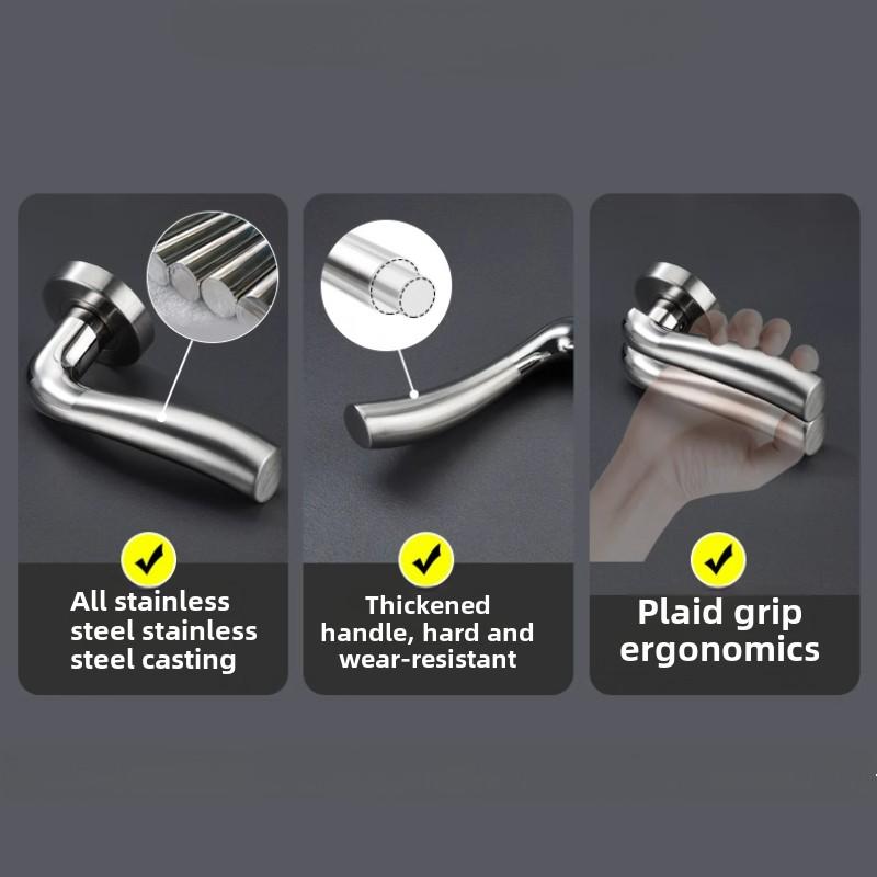 304 Stainless Steel Bedroom Silent Handle Lock, Indoor Split Wooden Door Lock