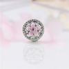 European Spring S925 Sterling Silver Pandora Rose Gold Magnolia Beaded Bracelet with Peach Blossom Charms