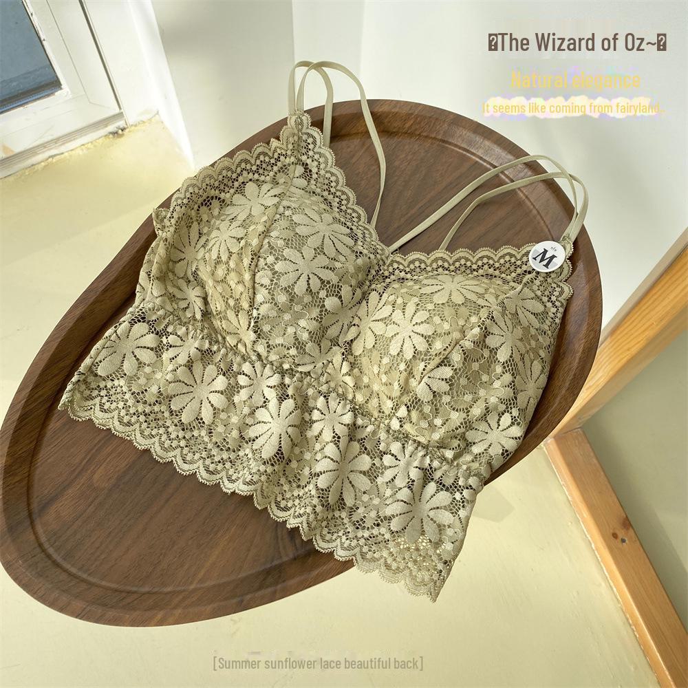 

Японский кружевной топ-труба с фиксированной чашкой из латекса - без стального кольца, цельный дизайн для женщин L (115-150 jins)