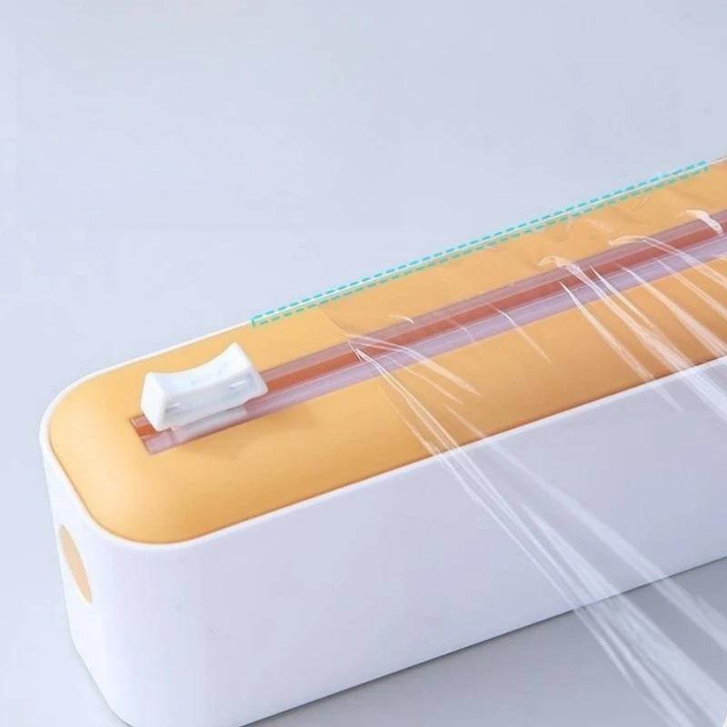 Plastic Wrap Dispenser Plastic Film Cutter Saran Wrap Organizer Food Film Cutting Box Kitchen Storage Accessories