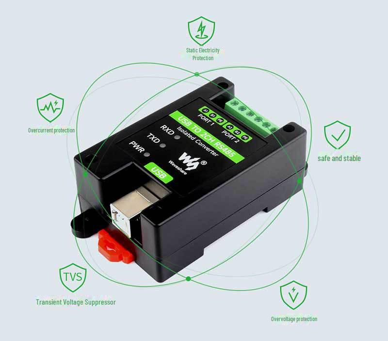 Industrial USB to Dual RS485 Isolation Converter with FT2232HL Chip