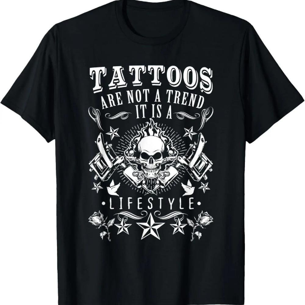 

Tattoos are not a Trend it is a Lifestyle - Ink Skull Rose T-Shirt XXXXXL чорний