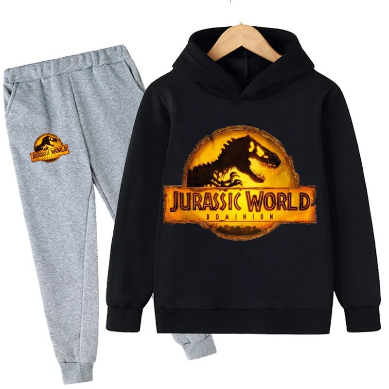 Jurassic World  Fashion Pullovers Clothes Children Dinosaur Hoodies Pants Set Boys Girls Dominion Sweatshirts Hooded Suit
