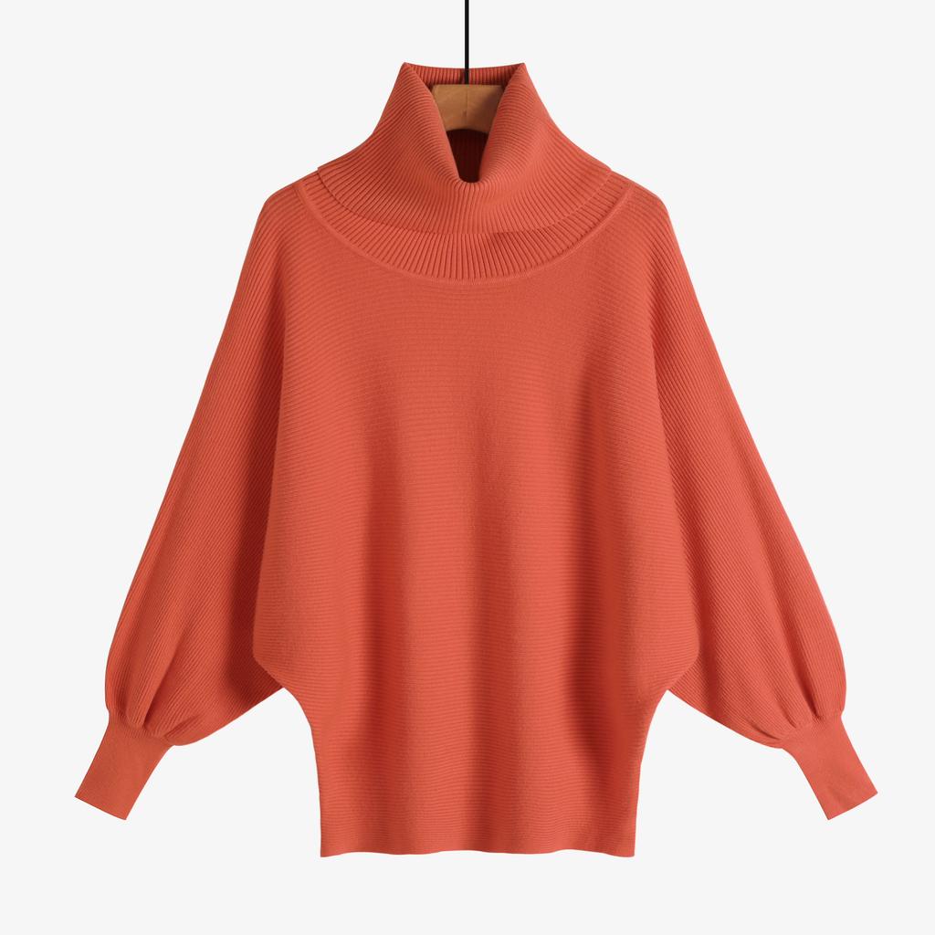 Turtleneck Batwing Sleeves Dolman Sweaters for Women Lightweight Soft Slouchy Knit Pullover Tops Women's Fall Winter Casual Long Sleeve Sweater Shirts