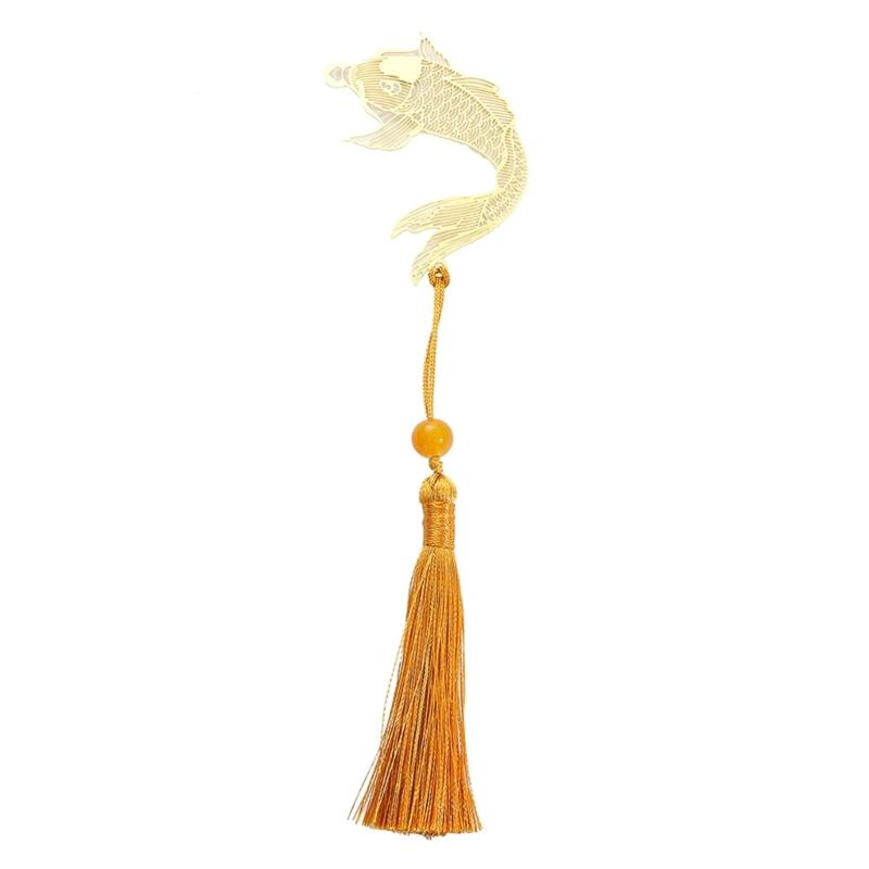 5 Pcs Chinese Style Bookmarks Page Markers Reading Bookmarkers Leaf Shape Bookmarks Metal Bookmarks with Tassels