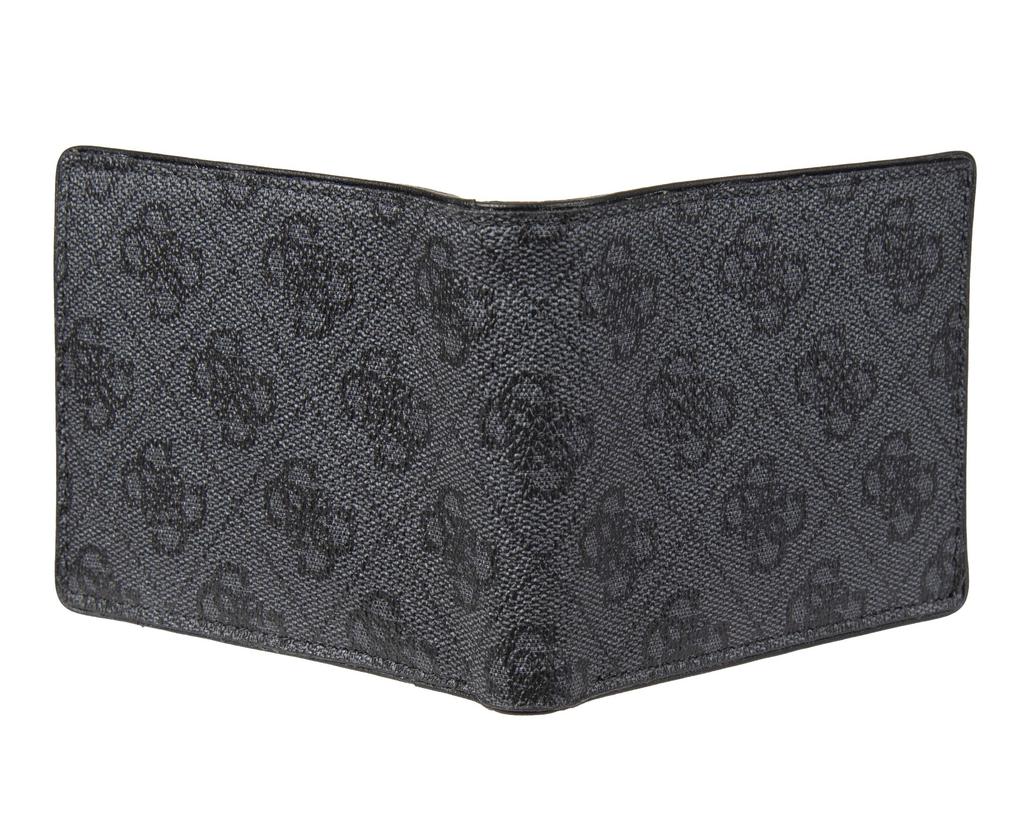 GUESS Leather Slim One Size Men's Bi-Fold Wallet, Charcoal/Black,