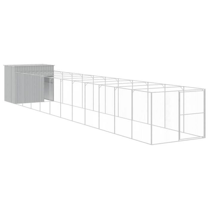 VidaXL Dog Niche with Light Grey Courtyard 214x1273x181 Cm, Dog Cage, Dog Shelter, Animal House, Cages 3189130