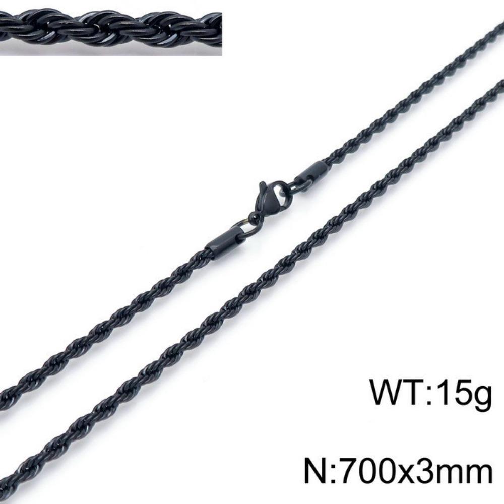 Hip-hop Style Vacuum Plating Black Titanium Steel Men's and Women's Winding Ladder Twist Necklace