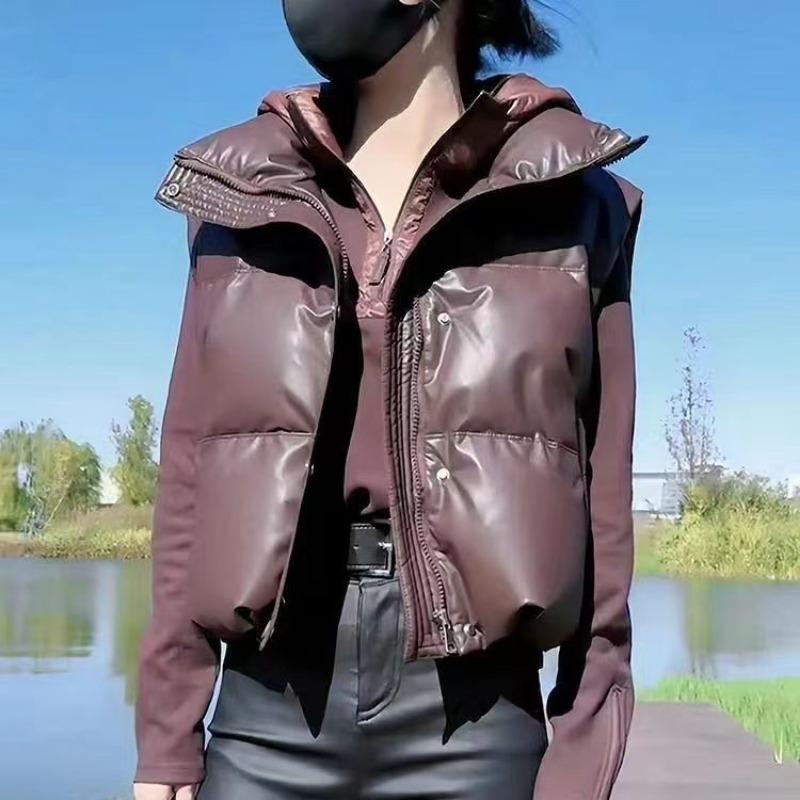 

Жилет осенне-зимний новый пуховый хлопковый модный свободный жилет со стоячим воротником тепловой жилет куртка 2XL suggestion [135-82.5 kg] темно-коричневого