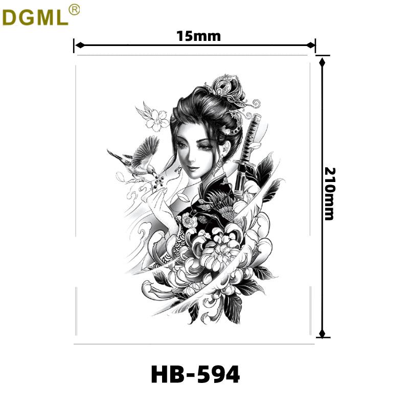 Kirin Lion Fox Totem Flower Tattoo Sticker – Waterproof & Customizable Realistic Design