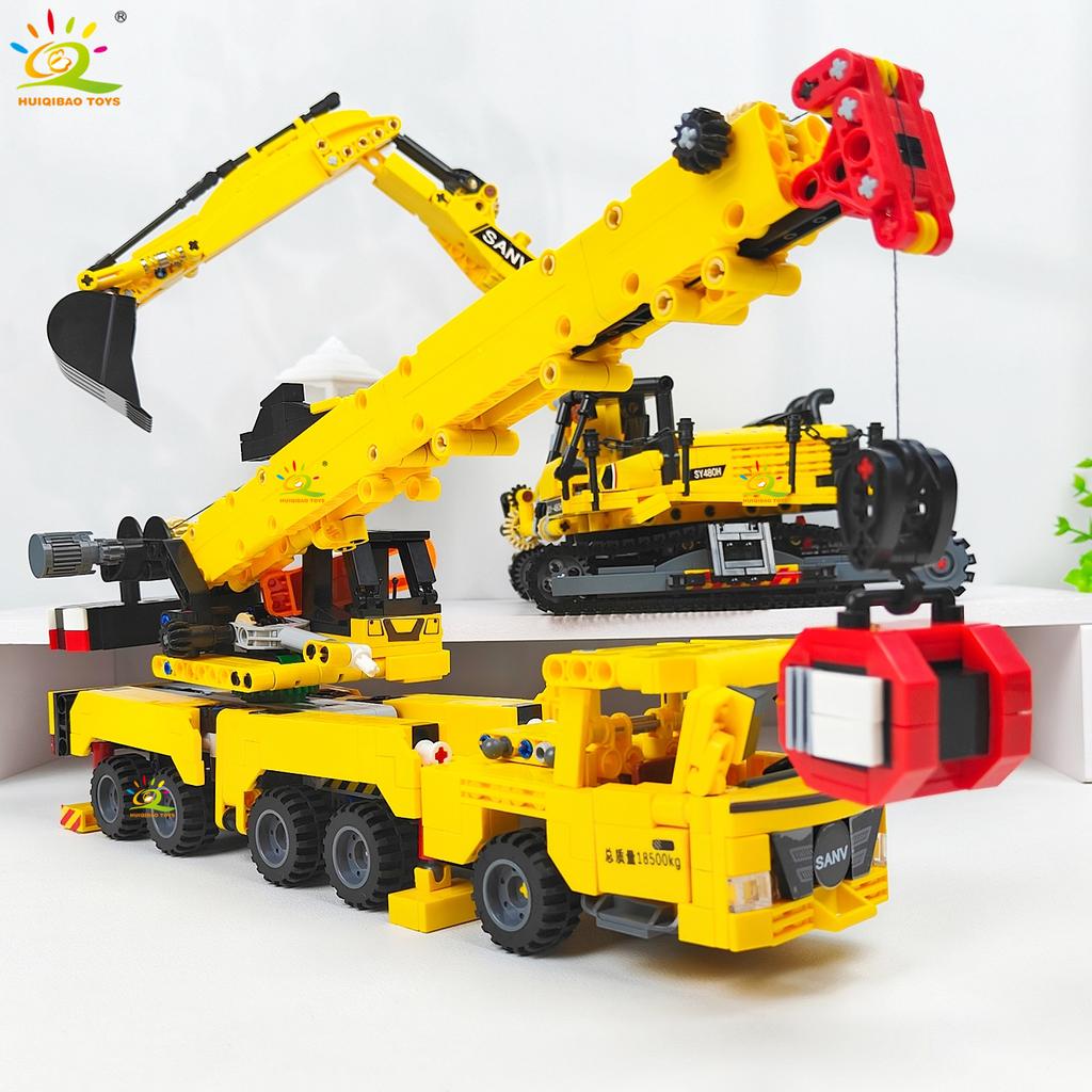 Non-Toxic Moc Engineering Truck Building Blocks Technical Excavator Crane Vehicle Car Bricks City Construction Toys For Children