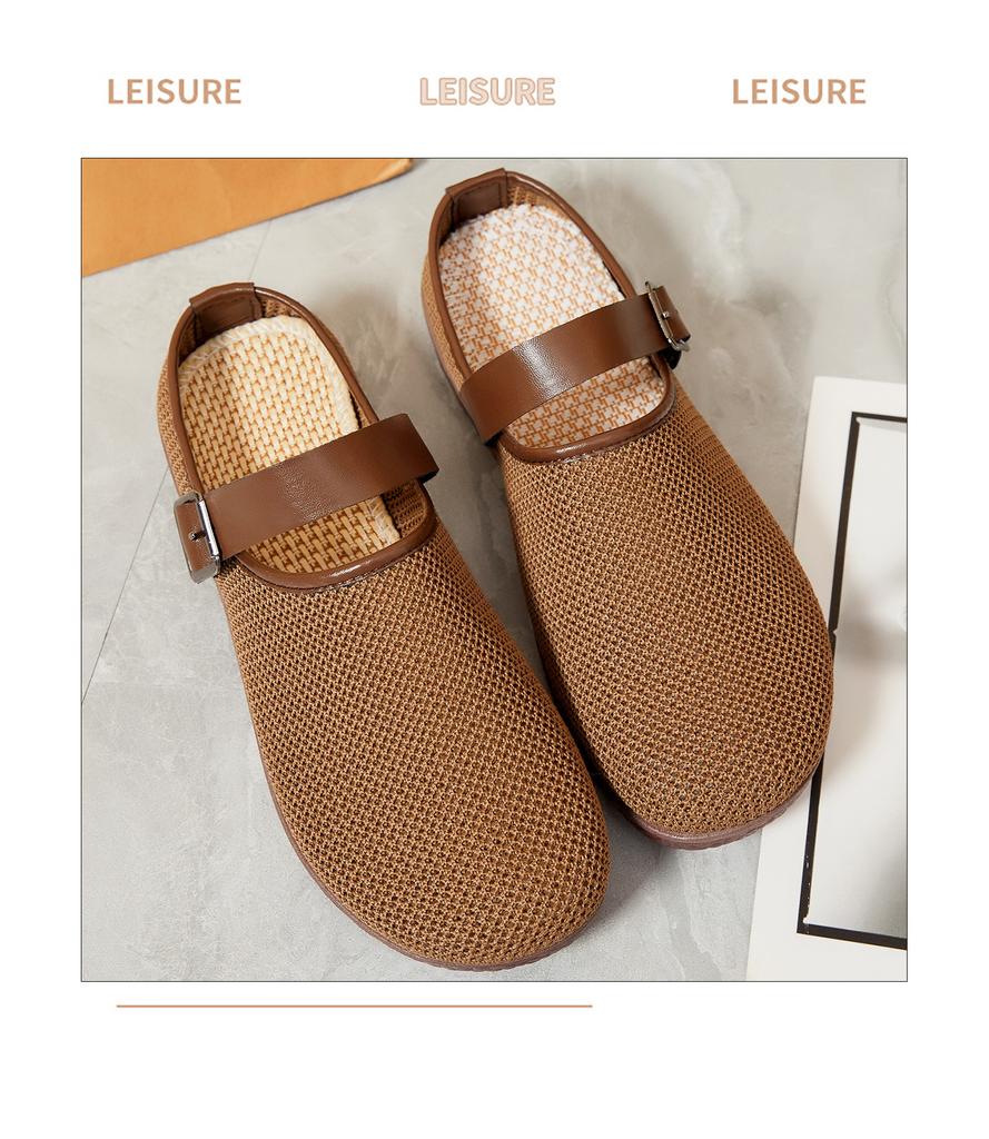 Women Knitted Half Slippers Breathable Mesh Casual Slides Comfortable Lightweight Slip-on Mules