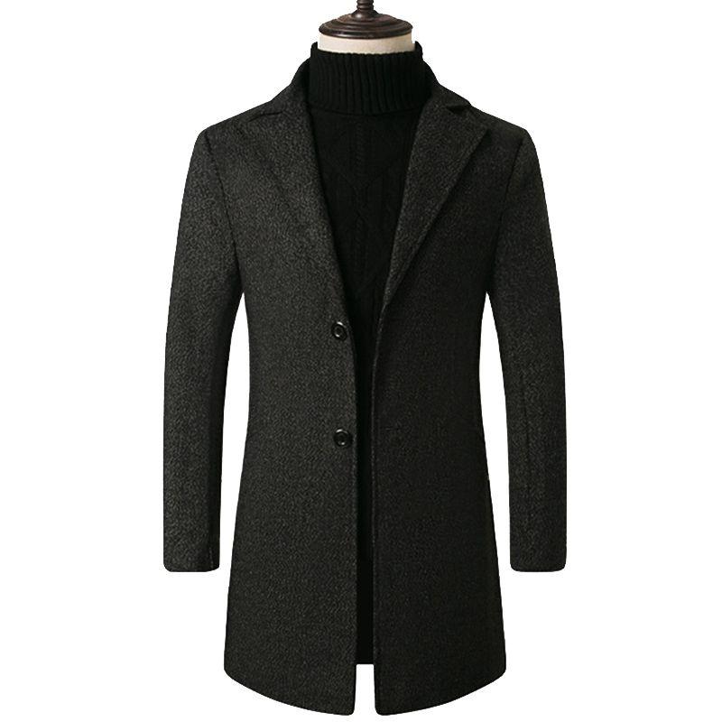Stylish Men's Slim Trench Coat With Long Single Breasted Design And Lapel Jacket