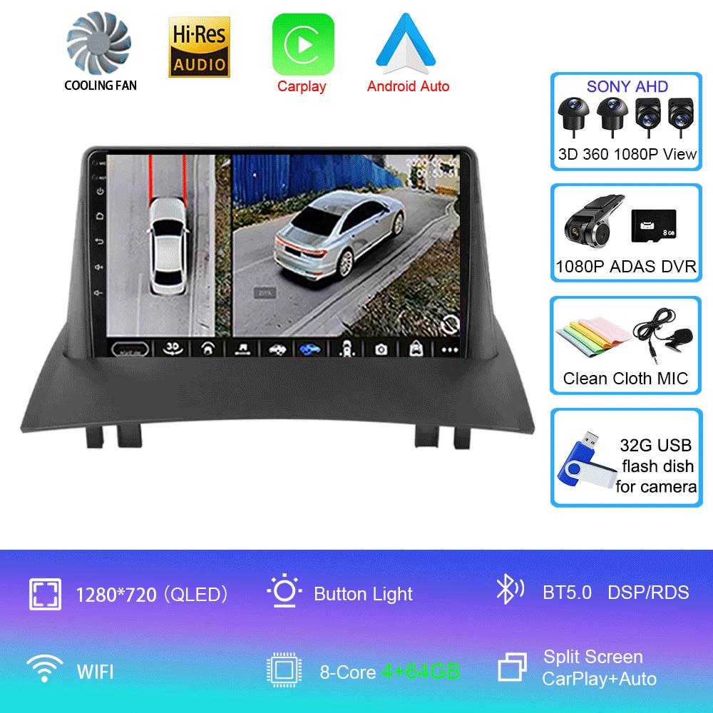 Android 14 2 Din Car Radio For Renault Megane 2 2002-2009 Multimedia Video Player Navigation GPS Stereo Head Unit