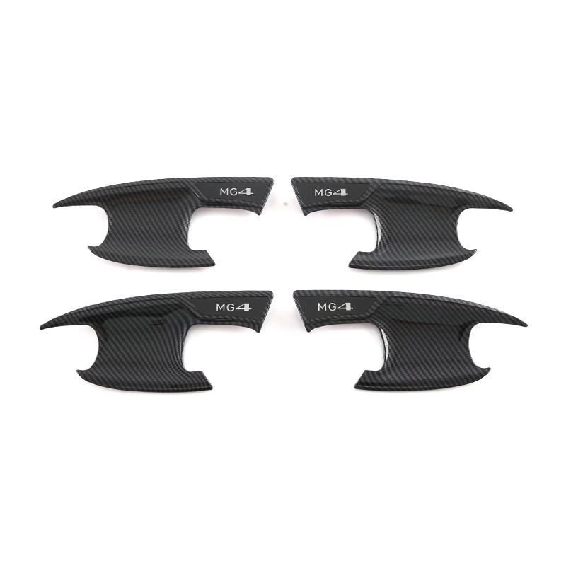 Car Upgrade Carbon Fiber Glossy Black Door Bowl Handle Cover For MG 4 MG4 EV Mulan   2024 Cars Accessories