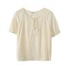 Chiffon Shirt with Wool Lace-up and Slightly Wrinkled Texture Summer New Fat Mm Fresh and Loose Top 222109
