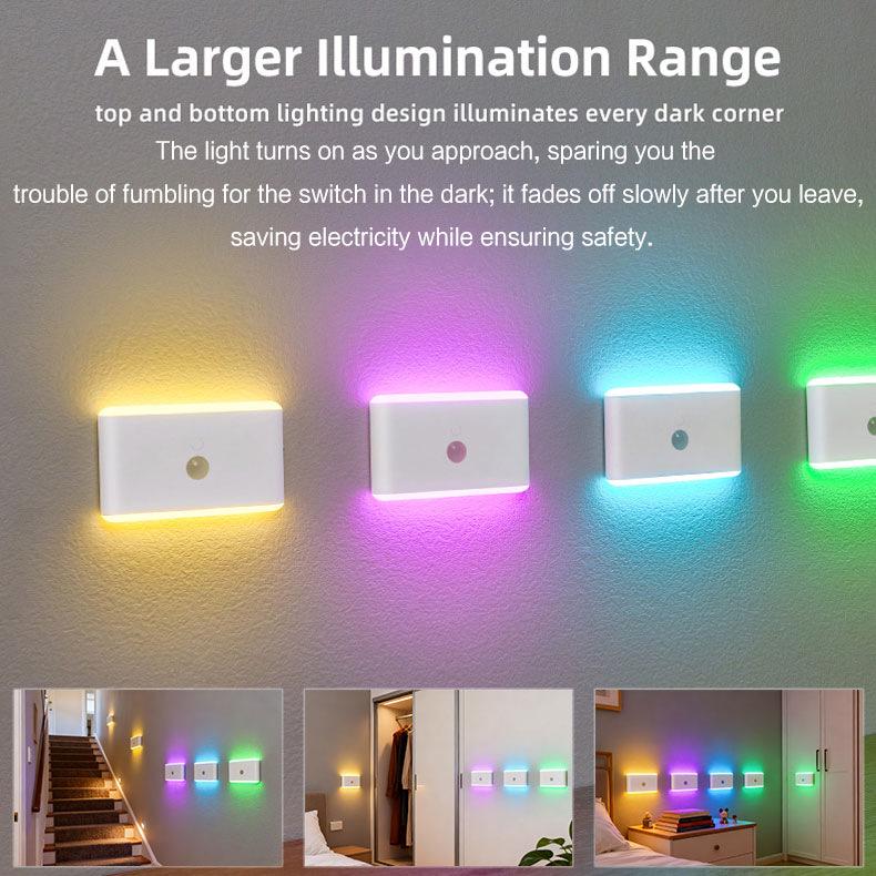 Rechargeable RGB LED Motion Sensor Light: Colorful Magnetic Ambient Lighting for Entryways and Corridors