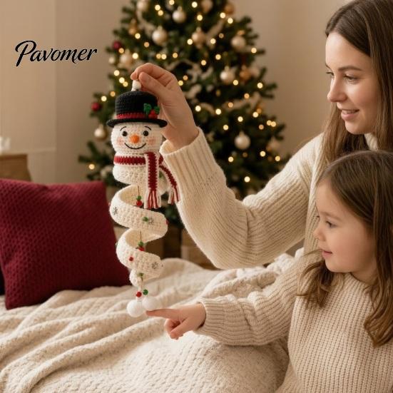 Set Fai da Te Addobbi per Albero di Natale Kit Uncinetto a Spirale, Pupazzo di Neve Babbo Natale Artigianato Ricordo Fatto a Mano Regalo per la Mamma Ornamento da Appendere Decorazione per Camino Sacco