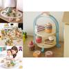 Colorful Wooden Ice Cream Shop Pretend Play Set For Kids With Realistic Tea Set Features