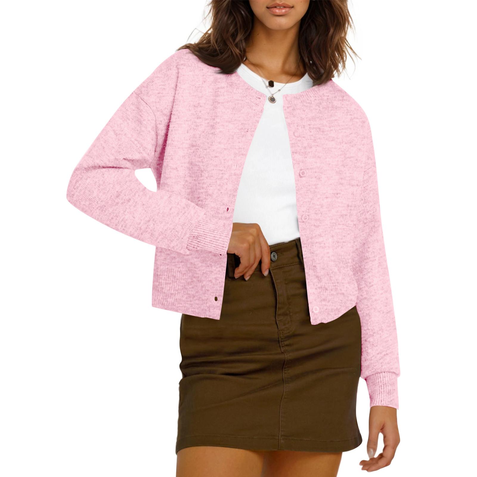 

Женская мода с длинным рукавом, рождественский принт «Снеговик-снежинка», куртка, кардиган M розовый