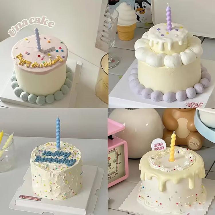 Colorful Macaron Spiral Candles - Birthday Cake Decorations