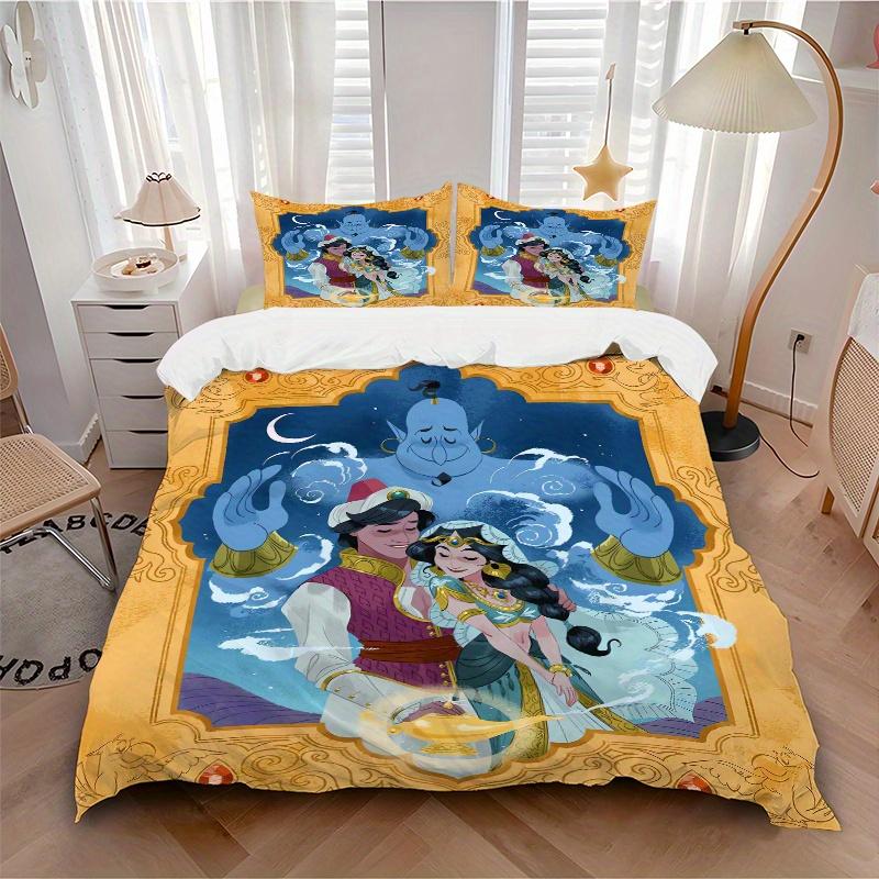 3pcs Aladdin and Princess Jasmine Print Cover Set Ultra Soft, Breathable, and Comfortable Bedding with Stylish Design for Bedroom and Guest Room