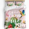 Parrot King Queen Bedding Set Cute Birds Colourful Feather Duvet Cover Tropical Flowers Comforter Cover Polyester Quilt Cover