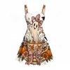 Women Plus Size Spaghetti Strap Off Shoulder Dress Witchy Potion Bottle Floral Crystal Moon Print Swing Dress
