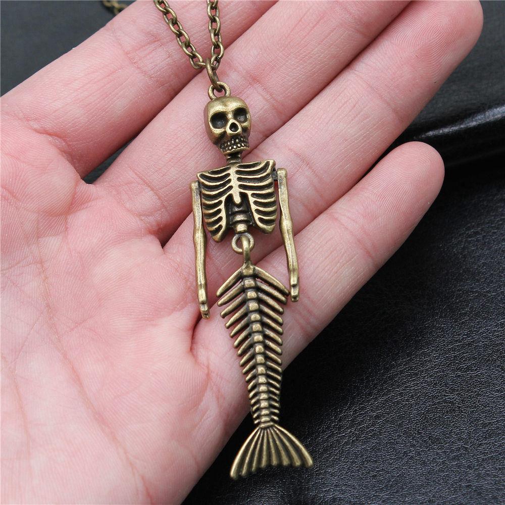 Eagles Gothic Skull Pendant Antique Bronze Metal Bridal Collar Necklace High Quality Statement Piece