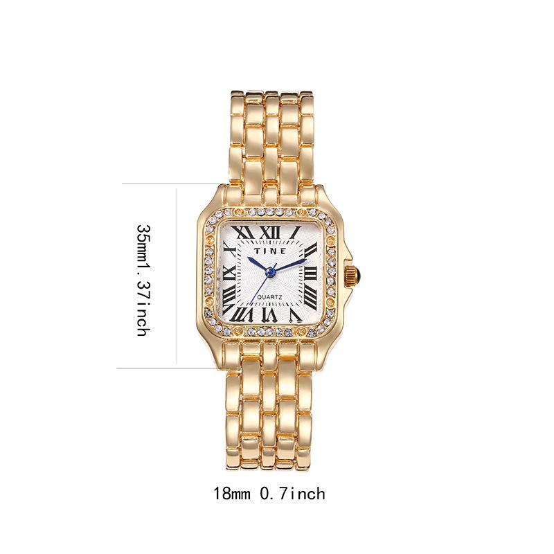 TikTok-Inspired Women's Square Diamond Quartz Watch with Steel Band