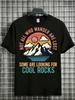 Unisex Red Tee Retro Mountain Landscape Slogan Text Print Crew Neck Short Sleeve Summer Outdoor Casual Male Cotton Street Daily Top