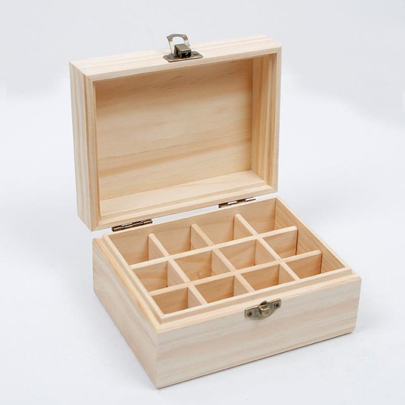 12/25 Grids Wooden Storage Box Organizer For Essential Oil Carrying Case Aromatherapy Container Treasure Jewelry Storage Box