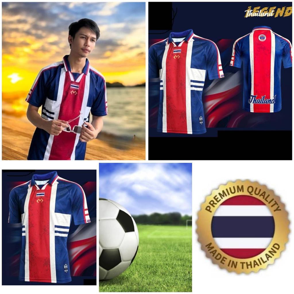 THAILAND National Football Soccer Vintage JERSEY CHEER Fan Version Schnelltrocknendes Shirt Polo Polyester Kurzarm Uniform Elefantenlogo Sport Outdoor