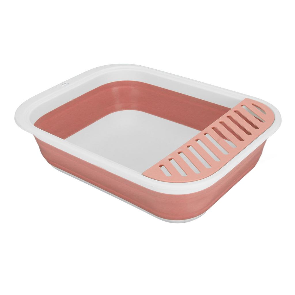 Cat Litter Box Semi Enclosed Easy Cleaning Splash Proof Foldable Kitten Toilet for Indoor Cats Kittens Small Pets Pink