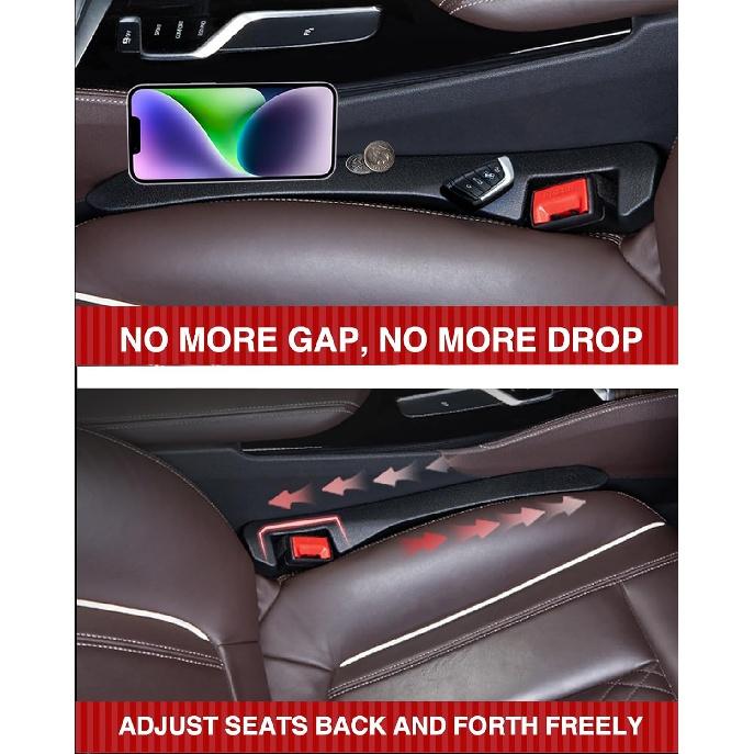 2 Pack Car Seat Gap Filler, Universal for Car SUV, Truck to Fill The Gap Between Seat and Console Crevice Blocker Stop Things from Dropping Black