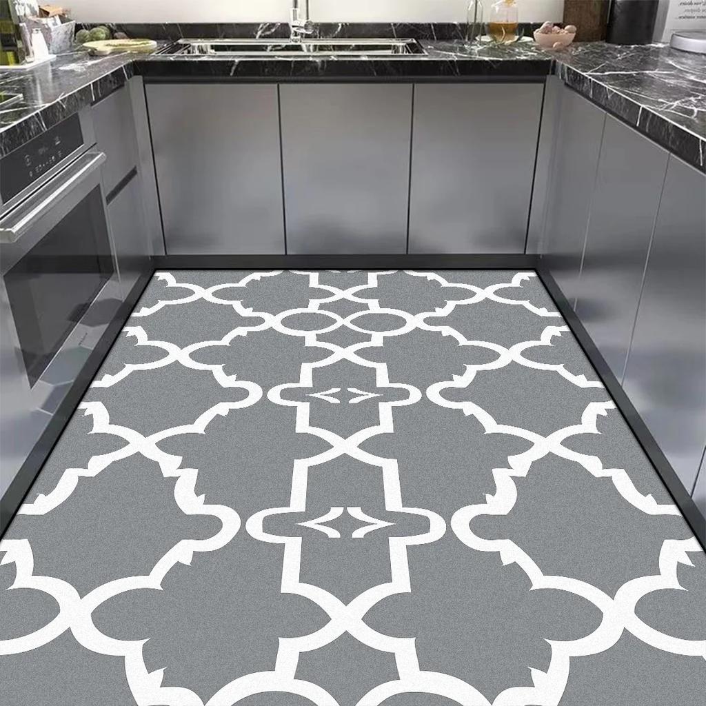 Durable Modern Simple Kitchen Carpet - Thick  Slip and Water Absorption Kitchen Mat Large Area Rug for Dining Room Home Alfombra