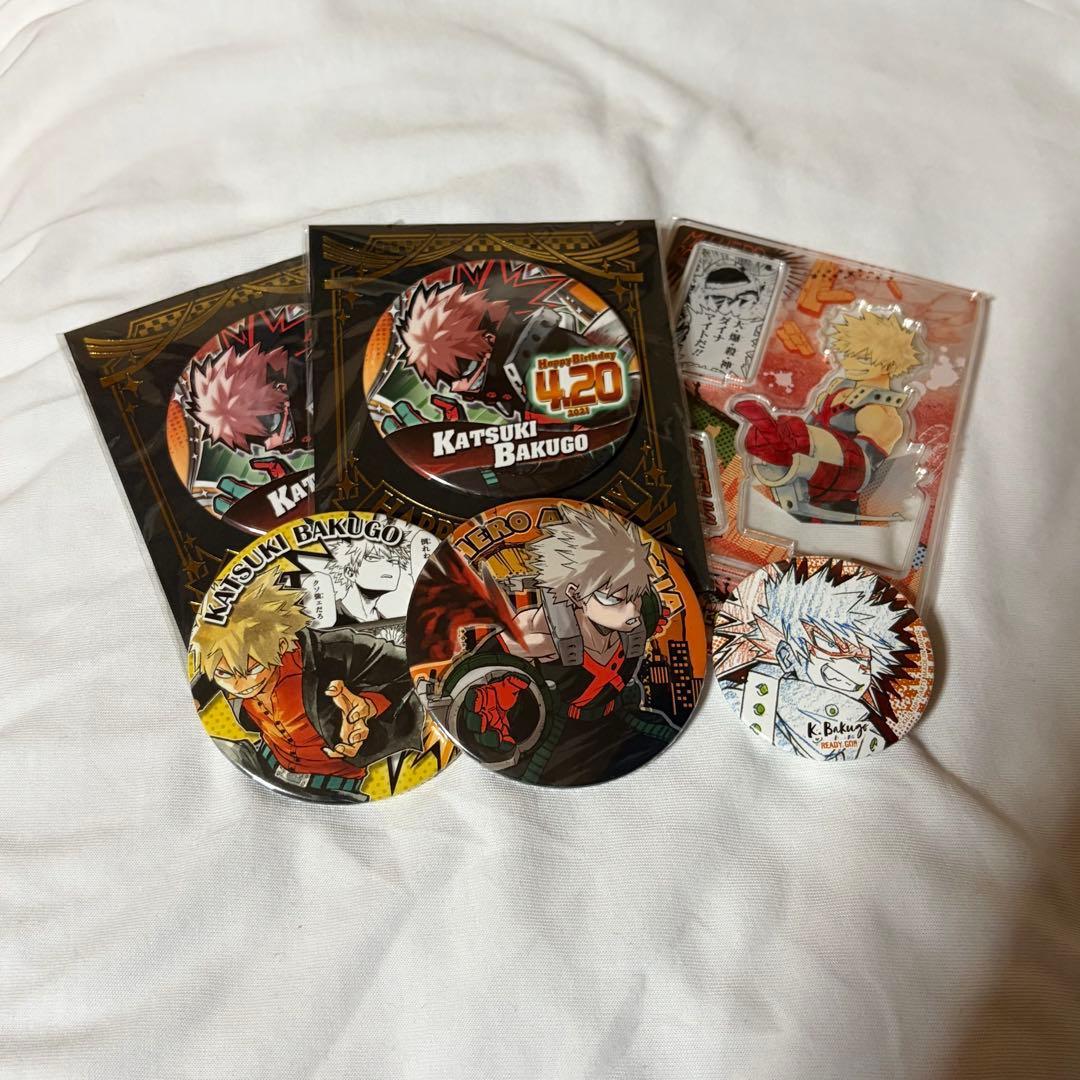 Used Heroaka Katsuki Bakugou Birthday Goods Acrylic Stand Can Badge 6 Piece Set